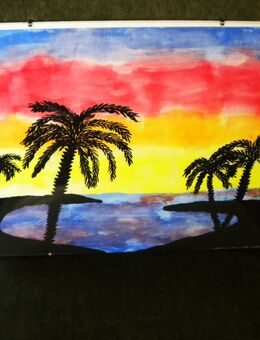 Wandbild-Palmen am Meer,Alt,ca. 40x30 cm - Linnich