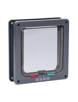 Karlie Katzenklappe mit 4-Wege-Verschluss - grau: L 23,5 x B 25,2 cm