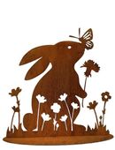 Hase mit Schmetterling auf Wiese Edlerost Frühling Ostern in 87647