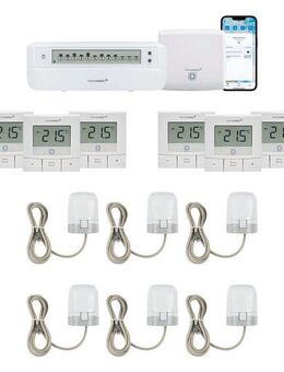 Homematic IP Bundle aus AP, 1x Fussbodenaktor, 6x Stellantrieb, 6x Wandthermostat Smart-Home-Zubehör