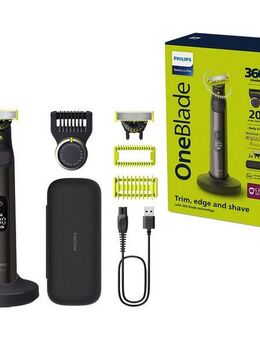 Philips Elektrorasierer OneBlade Pro 360 Face & Body QP6652/30, Aufsätze: 3, 360 Grad Klinge, 20 Längeneinstellungen, inkl. Ladestation & Reiseetui