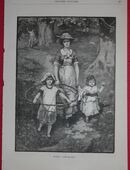 Grafik , En ete. - Dans les bois., Mutter mit zwei Kindern. , 40cm x 28cm ,M58 in 02828