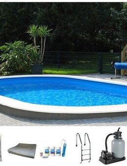 my POOL BWT Ovalpool PREMIUM mit blauer Innenfolie (Komplett-Set, 7-tlg), Höhe 150 cm, in verschiedenen Größen