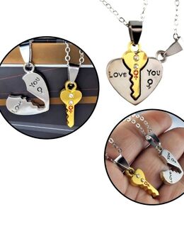 2x Halskette mit Anhänger Herz und Schlüssel Liebe Paare Geschenkidee Modeschmuck 15,90 €* - Villingen-Schwenningen