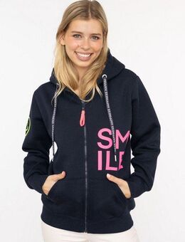 Zwillingsherz Kapuzensweatjacke "Alissa" mit SMILE, gesticktem Herz am Arm und Reißverschluss