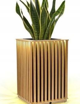 Handmade Blumentopf aus Eichenlamellen quadratisch 2in1 LED Beleuchtung 63cm - Wuppertal
