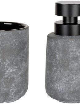 WENKO Badaccessoire-Set Sacile, Set, 2 tlg., bestehend aus Seifenspender und Zahnputzbecher, Keramik in Beton-Optik