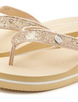 Venice Beach Badezehentrenner Sandale, Pantolette, Badeschuh ultraleicht mit Glitzerband VEGAN