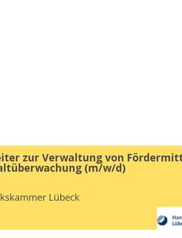 Sachbearbeiter zur Verwaltung von Fördermitteln und Haushaltüberwachung (m/w/d) - Lübeck
