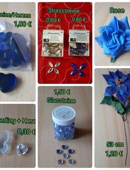 Bastelartikel, Blumen, Steine, Herzen, blau, Deko - Immenhausen