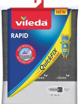 Vileda Bügelbrettbezug Vileda Rapid Bügeltischbezug QuickFIX, Metallisierte, hitzereflektierende Oberfläche für schnelleres Bügeln