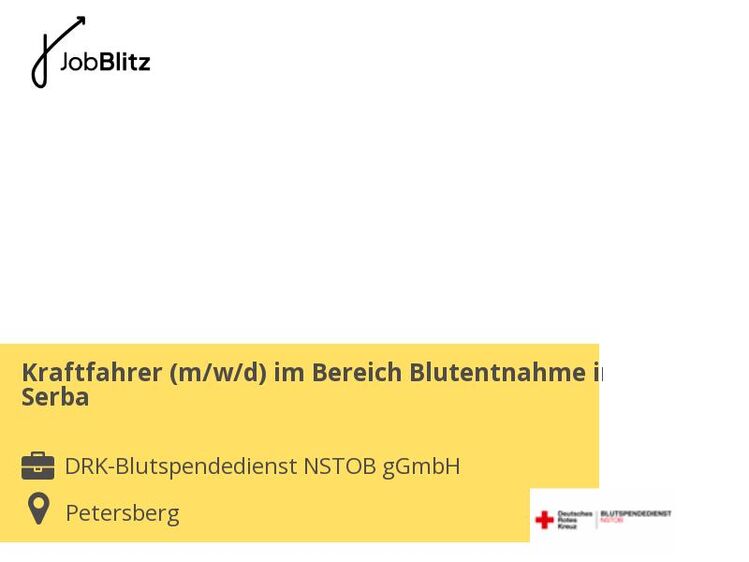 Kraftfahrer (m/w/d) im Bereich Blutentnahme in Serba - Petersberg (Thüringen)