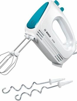 BOSCH Handmixer CleverMixx MFQ2210D, Edelst. Rührbesen/Knethaken, 4 Stufen, weiß/blau, 375 W, Auswurftaste, leichtes Gehäuse, Made in Europe