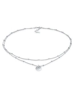Elli Collier Choker Layer Plättchen Kugelkette 925 Silber