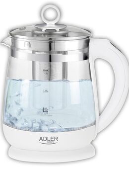 Wasserkocher 1,5 l Glas Weiß Temperaturregler Brüheinheit Teesieb - Berlin Neukölln