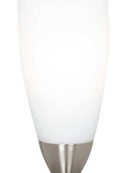 EGLO Tischleuchte SLIM Tischlampe, Nachttischlampe, Wohnzimmerlampe, nickel-matt, weiß, Leuchtmittel wechselbar, ohne Leuchtmittel, Lampe mit Schalter, E14, schlichtes Design, modern, 22x7x10cm
