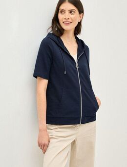 CECIL Kapuzensweatjacke kurzarm, mit Kordelzug