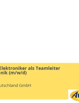 Elektriker, Elektroniker als Teamleiter Elektrotechnik (m/w/d) - Rain (Regierungsbezirk Schwaben)