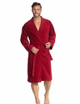 Vossen Unisex-Bademantel Dallas, ideal für Sauna & Spa, Hotelbademantel, Morgenmantel, Kurzform, Webvelours, Kimono-Kragen, Gürtel, für Damen & Herren, reine Baumwolle, mit Kimono-Kragen