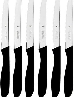 WMF Besteck-Set Vespermesser schwarz, Klinge mit Wellenschliff aus Spezialklingenstahl (6-tlg), 6 Personen, Klingenstahl, 6-teilig, ideal für Brotzeit, multifunktional spülmaschinengeeignet