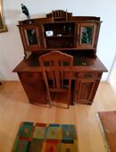 Jugendstil Aufsatz-Schreibtisch, um 1910 mit Stuhl, Nussbaum? in 86157