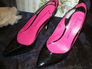 NEU * Echt * Lack- Leder * High Heels * Slingbacks * Sling- Pumps * Schuhe "Ladystar * Daniela Katzenberger" Gr. 36- 37/ 3- 4 * schwarz * Gothic * 10 cm * - Riedlingen