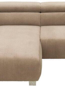 DOMO collection Ecksofa 100030 inkl. Kopfteilverstellung, guter Sitzkomfort, Cordbezug, L-Form, mit komfortabler Wellenunterfederung, ideal für kleine Räume