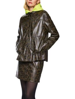 Marc Cain Hemdjacke Leo Hike Premium Damenmode aus Kunstleder, Leo-Druck