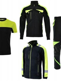 Premium ARBEITSHOSE mit Jacke Sweatshirt Shirt Starter Set für Montagearbeiter neon Set2 - Wuppertal