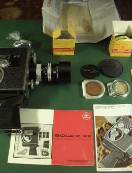BOLEX PAILLARD K2 - ZOOM REFLEX AUTOMATIC - OBJETIVO KERN VARIO SWITAR 1:1,9 F=8 mit sehr viel Zubehör - Oberhaching