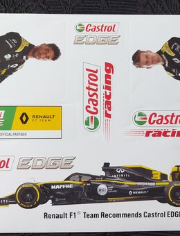 CASTROL F1 Aufkleber Bogen A4 mit N. Hülkenberg + D. Riccardo - Zwickau