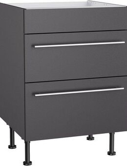 KOCHSTATION Kochfeldumbauschrank KS-Bern2 Breite 60 cm, Kochfeldumbauschrank, 2 Auszügen, 1 feste Blende