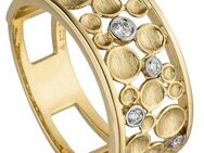 JOBO Fingerring Breiter Ring mit 5 Diamanten, breit 585 Gold