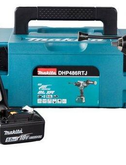 Makita Akku-Schlagbohrschrauber DHP486RTJ, (Set), inkl. 2 Akkus 18V / 5,0 Ah und Aufbewahrungskoffer