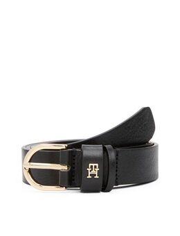 Tommy Hilfiger Ledergürtel ESSENTIAL EFFORTLESS 2.5 GOLD Logoemblem, weiche Haptik, ovale Einfachdornschließe