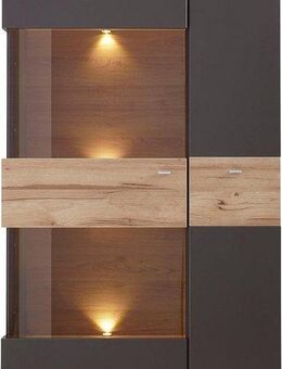 FORTE Vitrine Como Highboard, LED Beleuchtung Einlegeböden, Glastüre, Soft Close