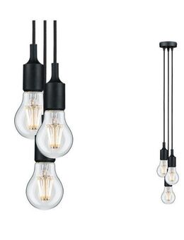 Paulmann Pendelleuchte Neordic Ketil max. 3x60W Schwarz 230V Sililkon/Kunststoff, ohne Leuchtmittel, E27