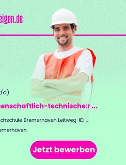 Wissenschaftlich-technische:r Mitarbeiter:in (w/m/d) im Studiengang Medizintechnik in den Laboren Ingenieur Medizin (LIM) und Zentrallabor Medizintechnik (ZLMT) - Bremerhaven