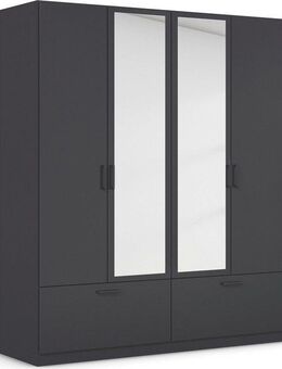 rauch Drehtürenschrank Kleiderschrank Schrank Garderobe Wäscheschrank BARI mit Spiegel mit Schubkästen und modernem Griff in Graumetallic MADE IN GERMANY