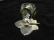 Quist: Vase Metall+Glas +Blatt-Untersetzer Deko Vintage zus. 8,- - Flensburg
