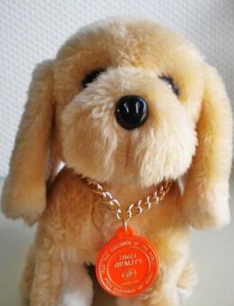 Masudaya,Japan-Plüsch-Hund mit Funktion,Batteriebetrieb,mit Plakette,Alt,ca. 30 cm - Linnich