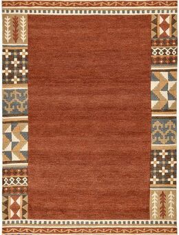 THEKO Wollteppich Nuno, reine Wolle, handgearbeitet, mit Bordüre, rechteckig, Höhe: 14 mm, handgetuftet, Wohnzimmer, Schlafzimmer, Esszimmer, auch als Läufer