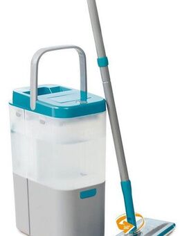 MediaShop Bodenwischer-Set Livington Everclean Mop (Set, 1x Mop, 2x waschbare Mikrofaserpads), je 1x 60ml Reinigungskonzentrat für Parkett und Laminat/Fliesen