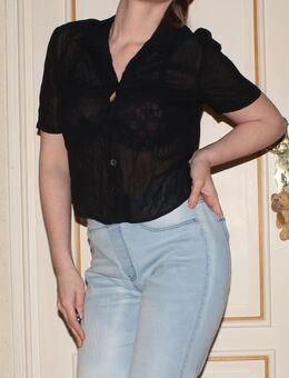 Schwarze transparente, durchsichtige Chiffon Bluse, Gr. 36 - Düsseldorf