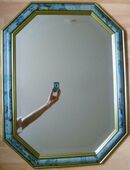 Achteckiger Spiegel Holzrahmen Facettenschliff Blumendekor in 12557
