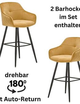 Stolkom Sp.z.o.o. Barhocker Emma (Set, 2 St), Komfortsitzhöhe 73 cm, 180°drehbar Auto Return funktion