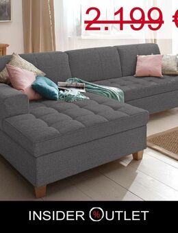 Ecksofa 266x162cm Anthrazit Grau mit Schlaffunktion in Überlänge - Köln