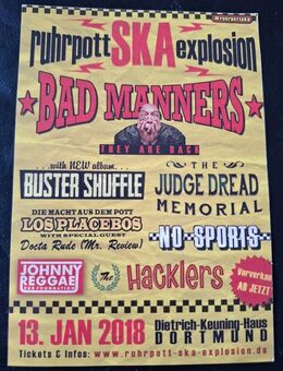 Historischer Konzertflyer Ruhrpottska Bad Manners Konzert 13.01.2018 in Dortmund - Essen