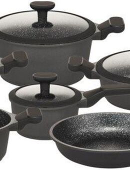 Hanseatic Topf-Set Black Edition, mit langlebiger VITAFLON® GRANIT Antihaft-Versiegelung, Aluminiumguss (Set, 10-tlg), Kochtopf-Set im modernen Design mit formschönen Soft-Touchgriffen