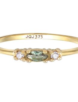 Elli Ring 375 Gelbgold 52mm Ring Oval | Tourmalin (Grün) & Zirkonia (Weiß) NEU - Karlsruhe